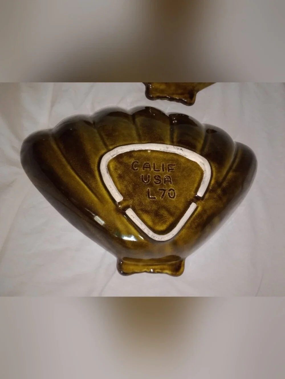 Vintage Ceramic California Pottery USA Fan Snack Dish Set of 2 MCM Mid Century